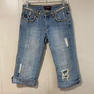 BCBG Max Azria Studded Distressed Boyfriend Jeans Size 4